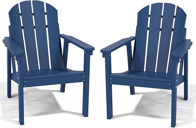 Adirondack Chair Set of 2, All Weather HDPE Fire Pit Chairs, Oversized Plastic Adirondack Chair for Outdoor, Balcony - Photo 1