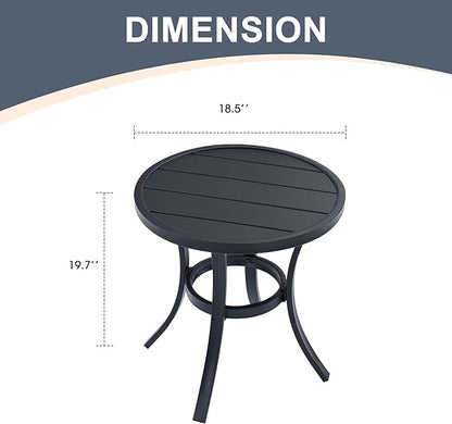 VICLLAX 18.5" Outdoor Side Table Small Patio End Table Round Bistro Coffee Table, Black