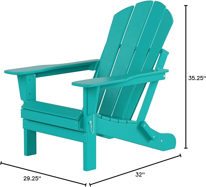 WO Home Furniture Adirondack Chair Outdoor Ottoman Set of 2 PCS Classic Patio Furniture (Turquoise)