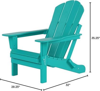 WO Home Furniture Adirondack Chair Outdoor Ottoman Set of 2 PCS Classic Patio Furniture (Turquoise)
