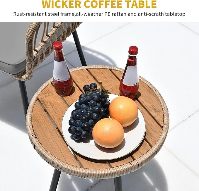 DWVO Patio Furniture Set 4 Pieces Boho Wicker Bistro Set - Photo 5