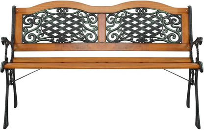 49.5"" L x 20.5"" W x 30"" H 49inch Garden Bench Chair Outdoor Benches Patio Bench Yard Bench Porch Work Entryway Furniture Benches for Outside Park Bench (Bronze & Natural), 1