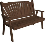 Furniture Barn USA Pine 4' Fanback Garden Bench, Mushroom Stain - Photo 1