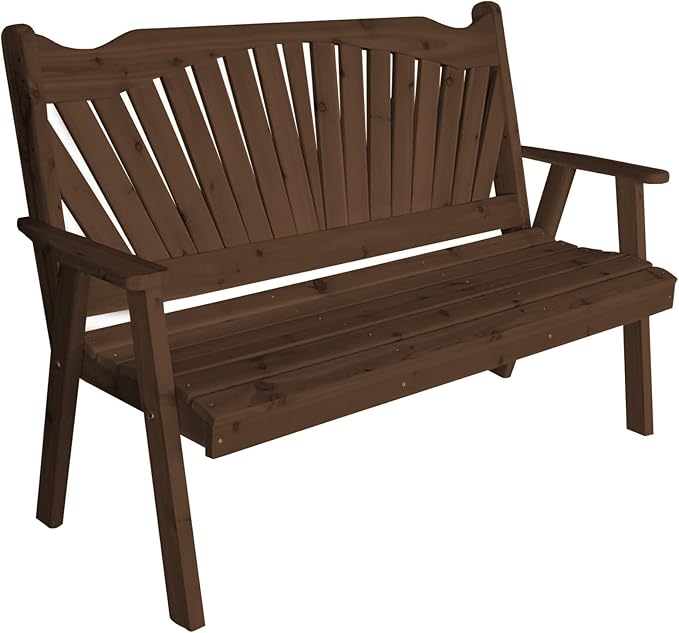 Furniture Barn USA Pine 5' Fanback Garden Bench, Mushroom Stain