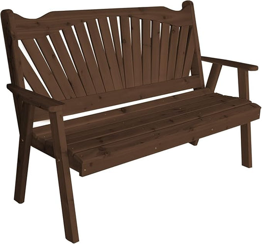 Furniture Barn USA Pine 6' Fanback Garden Bench, Mushroom Stain
