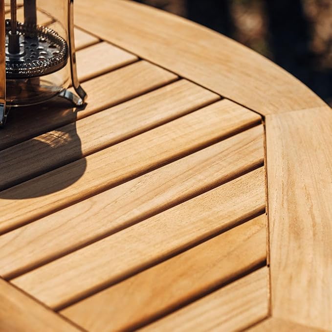 Ash & Ember Luna Grade A Teak Round Dining Table, 35" Teak Wood Table, Weather-Resistant Premium Solid Wood Furniture - Photo 8