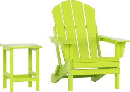 WO WESTIN OUTDOOR HDPE Laguna Outdoor Poly Adirondack Chair with Side Table, Lime