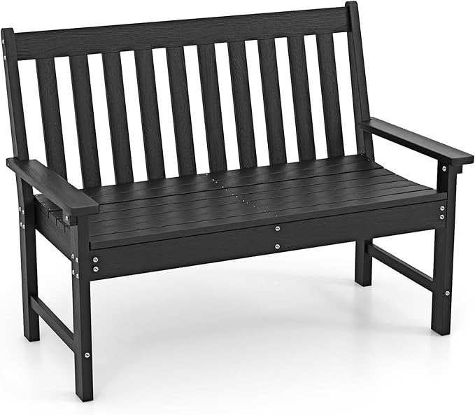 Giantex Outdoor Bench, 52-Inch Outside Bench All-Weather HDPE Park Bench with Backrest and Armrests - Photo 1