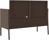 Garden Bench Brown PE Rattan, Powder-Coated Steel Compact Patio Bench Outdoor Benches for Balcony Garden - Photo 6