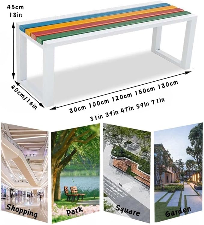 Metal Outdoor Bench Garden Plant Bench Patio Park Benches 31inch Slatted Seating Weatherproof for Park Front Porch Path Yard Lawn Decor Deck Furniture(59in/150cm)