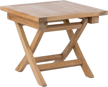 Teak Wood Folding 20”-Inch Outdoor Coffee Table - Perfect for Camping & Outdoor Entertaining - Ideal for Backyard, Front Porch, Balcony (Square)