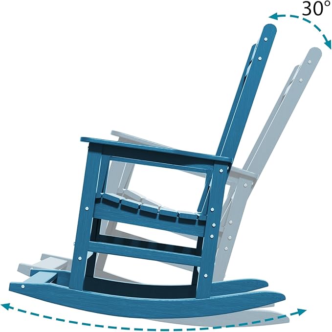 Rocking Chair, Outdoor Rocking Chair for Adults, HDPE Outdoor Chairs with Footboard, All Weather Resistant Porch Rocker, Navy
