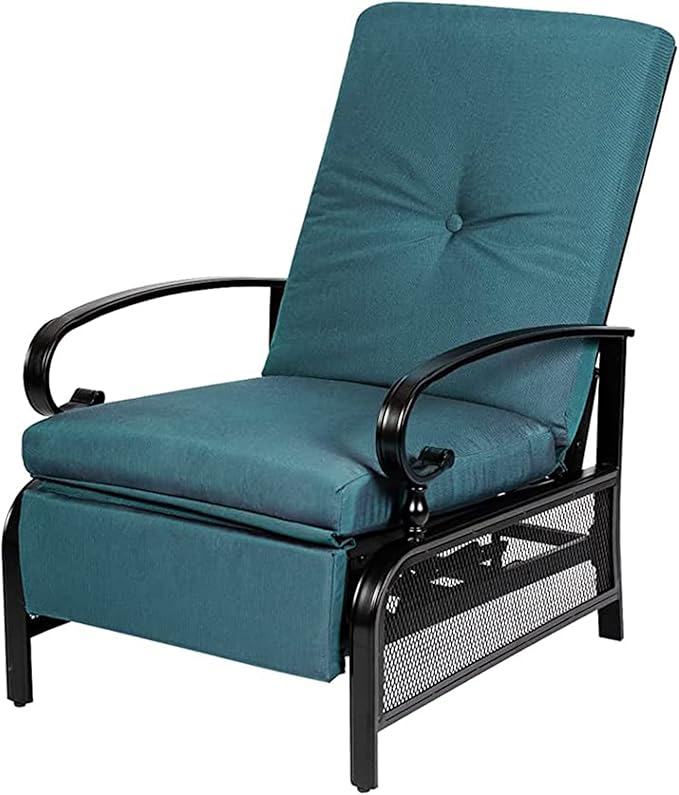 Incbruce Outdoor Lounge Chair Patio Furniture Adjustable Recliner with Retractable Steel Frame and Removable Thick - Photo 1