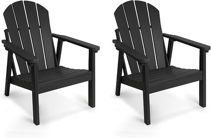 Adirondack Chair Set of 2, HDPE All Weather Adirondack Chairs, Fire Pit Chairs, Patio Chairs, Lawn Chairs. Perfect for Porch, Patio, Poolside, Deck.