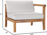 Modway Bayport Outdoor Patio Teak Wood Right-Arm Chair in Natural White - Photo 2