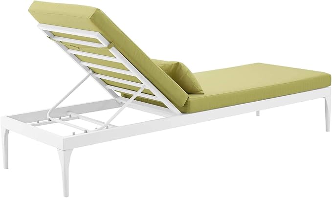 Modway EEI-3301-WHI-PER Perspective Cushion Outdoor Patio Chaise Lounge Chair in White Peridot