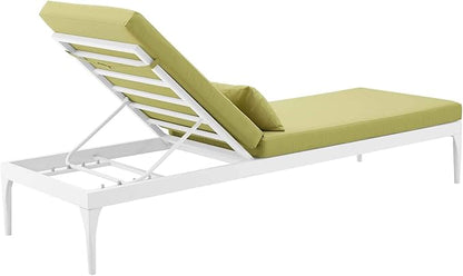Modway EEI-3301-WHI-PER Perspective Cushion Outdoor Patio Chaise Lounge Chair in White Peridot