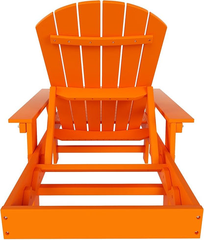 WestinTrends Dylan HDPE Outdoor Patio Poly Adirondack Reclining Chaise Lounge with Arms, Orange