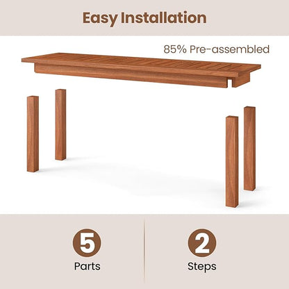 HAPPYGRILL Outdoor Wooden Bench 2-Person Solid Wood Garden Bench with Slatted Seat 45", 440 lbs Weight Capacity, Backless Park Seat for Porch, Balcony (2)