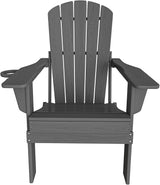 Plawdlik Folding Adirondack Chair, SGS Tested, Wooden Textured with Cup Holder - Photo 9