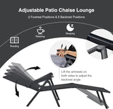 COSTWAY Folding Chaise Lounge, Lightweight & Breathable Fabric, Outdoor Tanning Recliner Chair for Deck, Beach (Black) - Photo 5