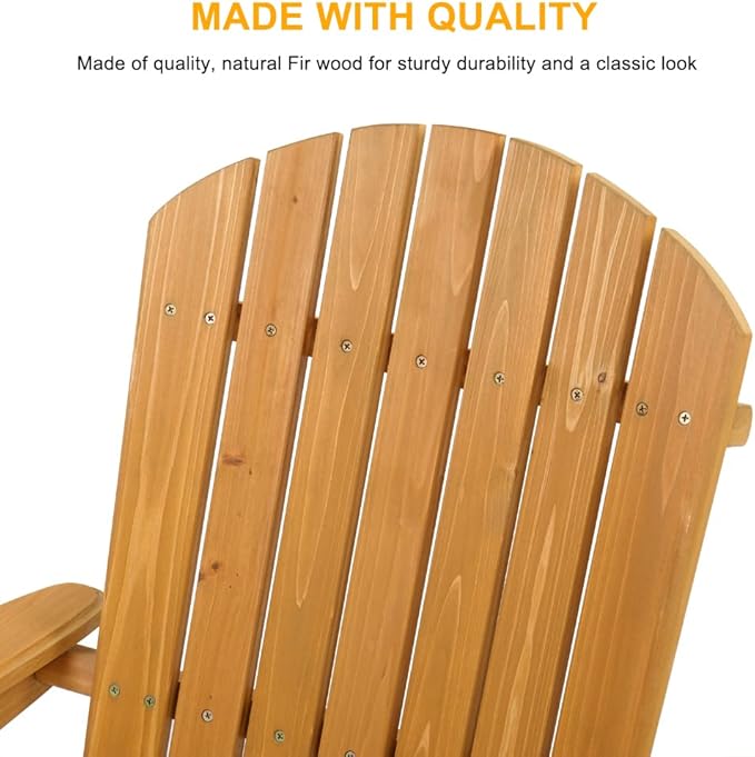 Outvita Wood Adirondack Chair Set of 2, Folding Wooden Lounge Seating - Photo 7