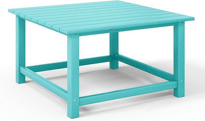 WestinTrends Malibu Low Outdoor HDPE Square Patio Coffee Table, Turquoise