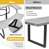 Round Picnic Table for Outdoors, 8 Person Outdoor Picnic Tables & Benches Set with Umbrella Hole - Photo 9