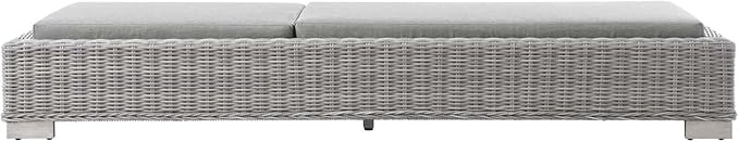 Conway Outdoor Patio Wicker Rattan Chaise Lounge in Light Gray Gray