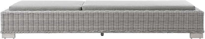 Conway Outdoor Patio Wicker Rattan Chaise Lounge in Light Gray Gray