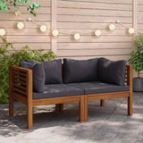 Outdoor Corner Sofa 27.2x27.2x24.6 in Dark Grey Acacia Wood Frame Modular Patio Couch with UV Resistant Cushions for - Photo 1