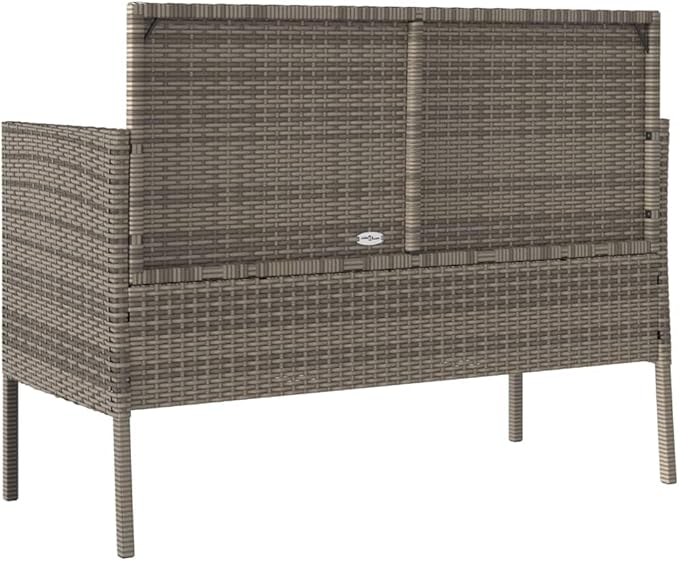 Garden Bench Deck Bench Patio Bench with Cushions Gray Poly Rattan - Photo 6