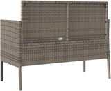 Garden Bench Deck Bench Patio Bench with Cushions Gray Poly Rattan - Photo 6