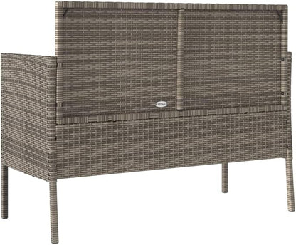Garden Bench Deck Bench Patio Bench with Cushions Gray Poly Rattan
