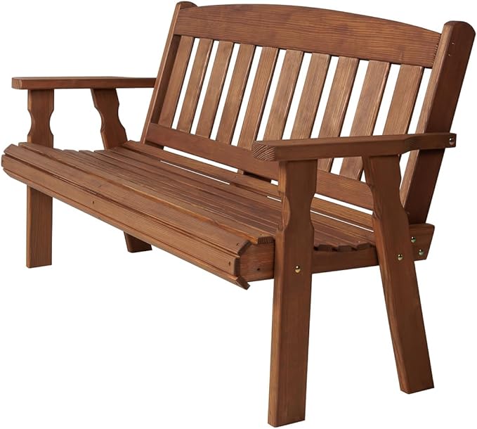Amish Casual Outdoor Heavy Duty 800 LB Mission Pressure Treated Garden Bench(5 Foot, Oak Stain)