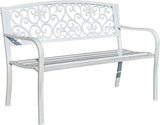 Hi-Line Gift Ltd. Harmony in White- Steel and Cast Iron Garden Bench for Outdoor Serenity - Photo 5