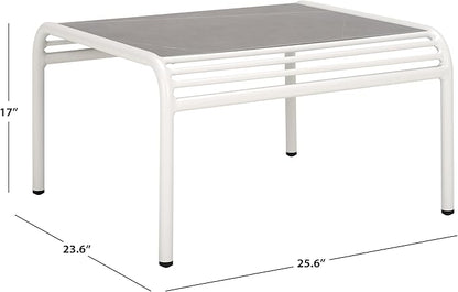 SAFAVIEH Outdoor Patio Furniture Core White Metal & Sintered Stone Coffee Table (Fully Assembled)