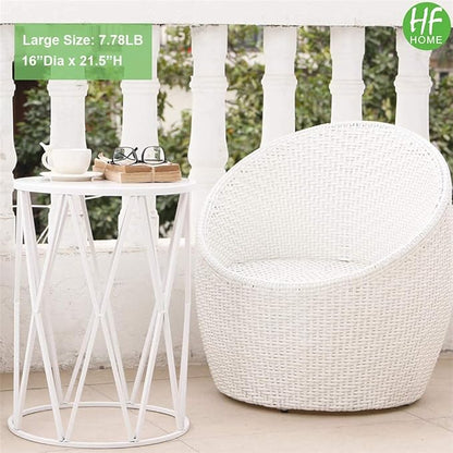HFHOME Nesting Coffee Tables Set of 3, Industrial Metal Stacking Accent Side Tables Circle Table for Small Space, Living Room, Apartment, Bedroom Indoor - White