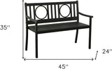 HomeRoots 45" Black Metal Geometric Back Garden Patio Bench - Photo 3