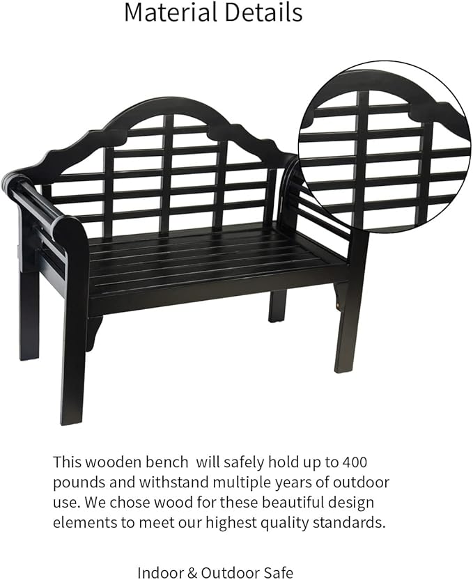 Plow & Hearth Weatherproof Lutyens Eucalyptus Wood Garden Bench | Foldable Patio Bench - Photo 8