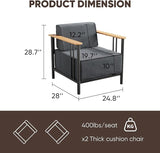 10-inch Thick Cushion Outdoor Furniture Set, 2-Piece Patio Chair Set, Made of PE Material with Wood Grain armrests - Photo 2