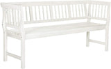 SAFAVIEH Outdoor Patio Furniture Collection – Brentwood Antique White Distressed Acacia Wood Bench with Silver Accents - Photo 4