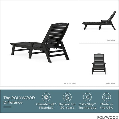 POLYWOOD NCC2280MA-P Nautical Arms Chaise, Black
