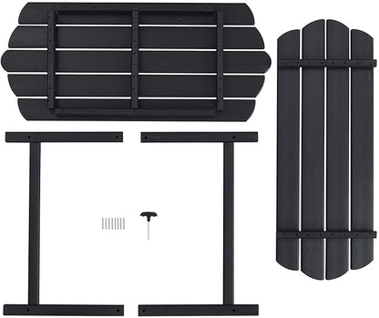 Adirondack Outdoor Patio Table-2 Tier Black Coffee Table Irregular Outside Table for Backyard Pool