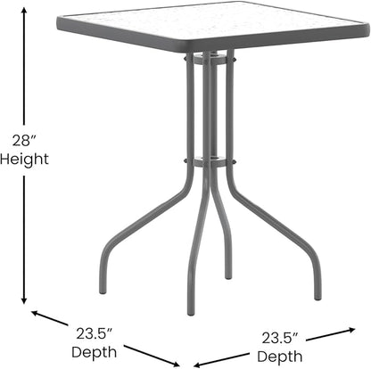 Flash Furniture Barker 23.5'' Square Tempered Glass Metal Table, Silver