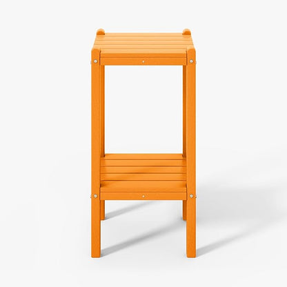 WestinTrends Malibu 36" Outdoor Adirondack HDPE 2-Tier Patio Side Table, Orange