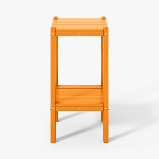 WestinTrends Malibu 36" Outdoor Adirondack HDPE 2-Tier Patio Side Table, Orange