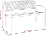 Black Steel Garden Bench 47 Inches Width Durable Outdoor Furniture for Patio Backyard Modern Seating with Comfortable - Photo 2