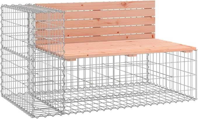 Garden Bench Solid Douglas Fir Wood Unique Gabion Design Durable for Outdoor Seating