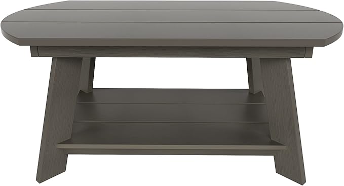 WestinTrends Tuscany Outdoor Coffee Table, All Weather HIPS 2 Tier Patio Adirondack Coffee Table, Charcoal Gray